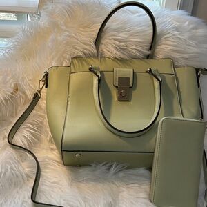 Women's Structured Satchel Handbag in lime Green
